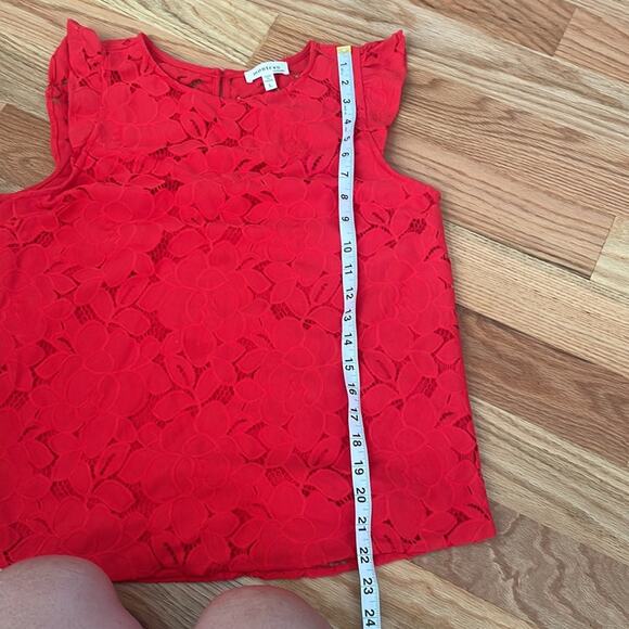 Monteau Red Lace Flutter Sleeve Top size large - Picture 6 of 7